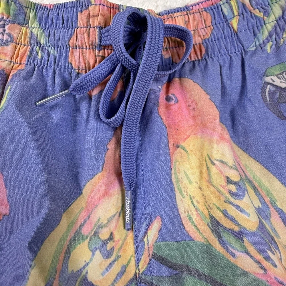 Chubbies Parrot Floral Swim Trunks Elastic Waist Tropical Shorts Large